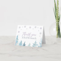 Silver & Purple Winter Birthday Photo Thank You