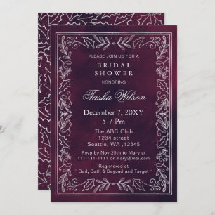 Silver Purple Winter Holiday Bridal Shower  Invitation