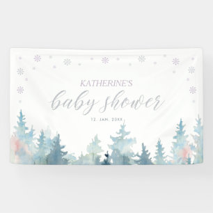 Silver & Purple Winter Wonderland Baby Shower Banner