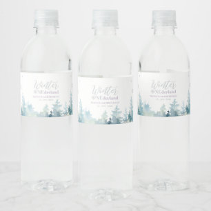 Silver & Purple Winter Wonderland Birthday Party Water Bottle Label