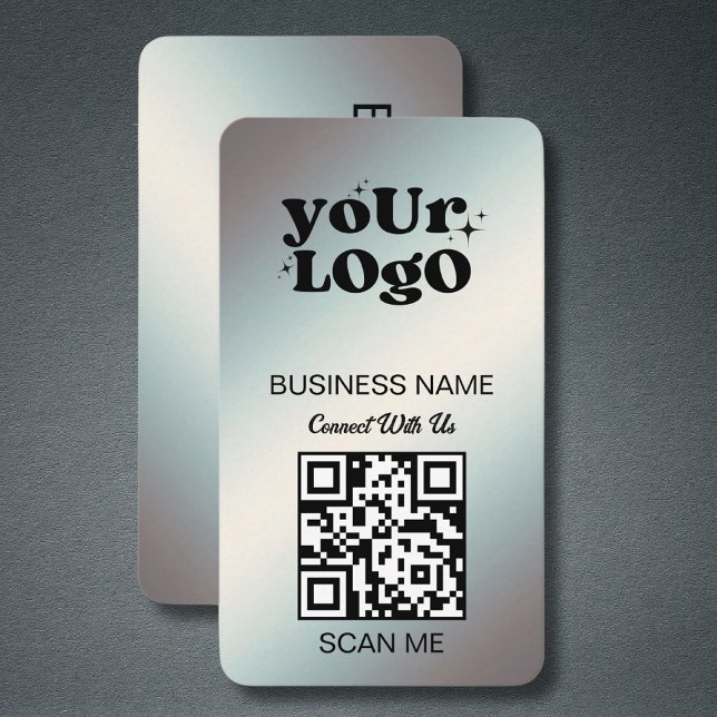 Silver QR Code Business Logo | Black Silver Modern Card (Creator Uploaded)