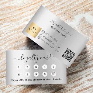 Silver qr code business logo loyalty card