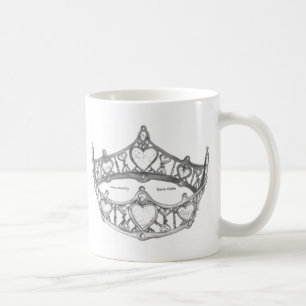 Silver Queen of Hearts crown tiara mug