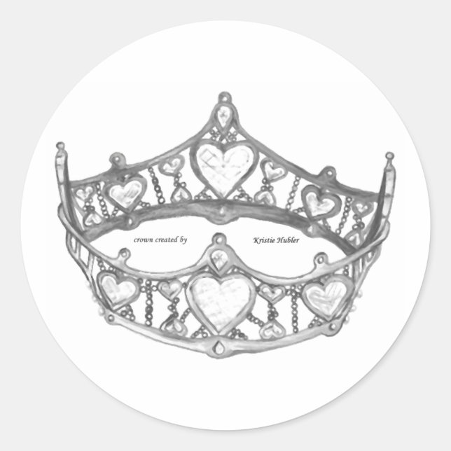 Silver Queen of Hearts crown tiara stickers (Front)