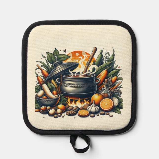 Silver Quilted Heat Protection Oven Mitt Pot Holder (Front)