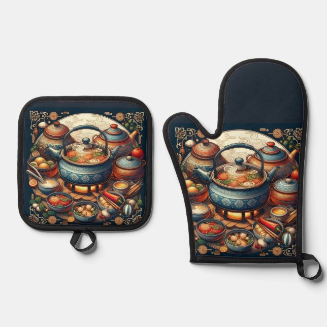 Silver Quilted Oven Mitt Oven Mitt & Pot Holder Set (Front)