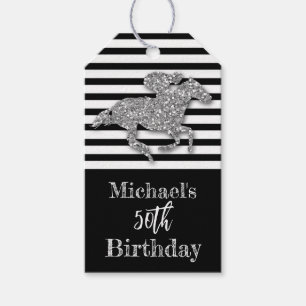 Silver Race Horse Black White Stripes Gift Tags