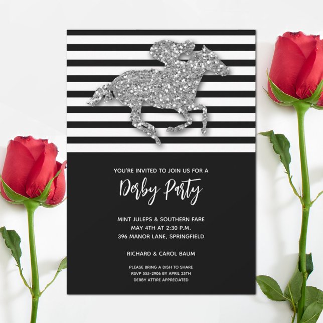 Silver Racehorse Derby Party Invitation (Creator Uploaded)