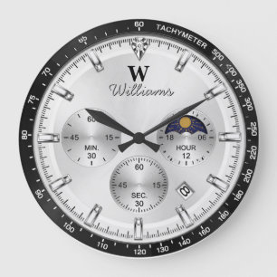 Silver Racing Dial  Luxury Chronograph  Large Clock