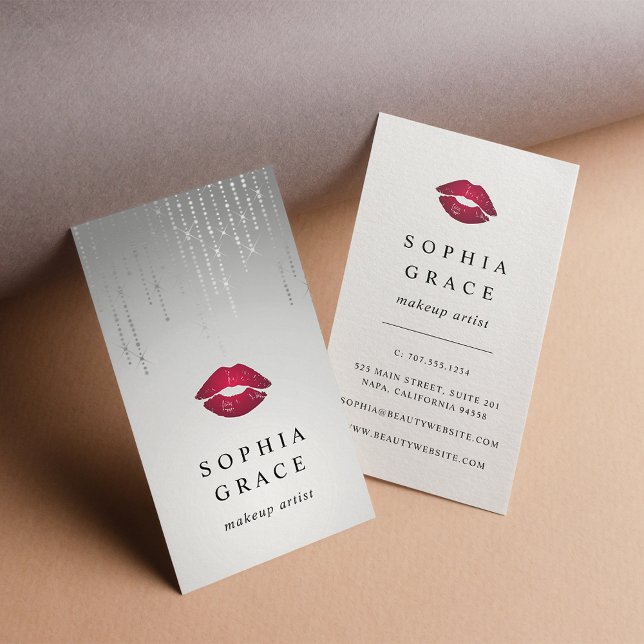 Silver Rain Makeup Artist Lips Business Card (Creator Uploaded)