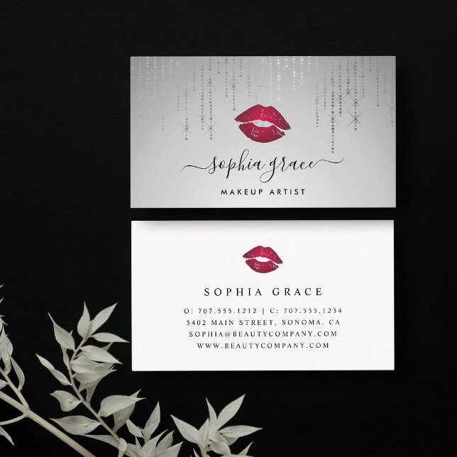 Silver Rain Makeup Artist Lips Business Card (Creator Uploaded)