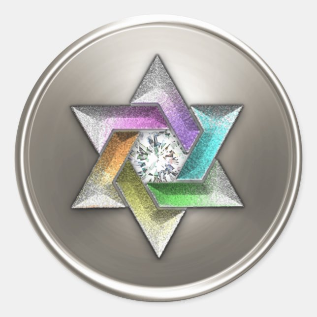 Silver Rainbow Star of David Envelope Seal (Front)