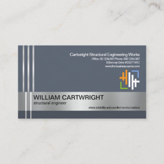 Silver Re-bar Lines Concrete Column Engineering Business Card