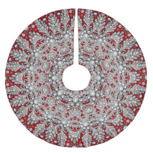 Silver Red Decorative Tree Skirt