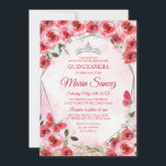 Silver Red Flower Spanish Girl Sweet 16th Birthday Invitation<br><div class="desc">Silver Red Flower Spanish Girl Sweet 16th Birthday Invitation</div>