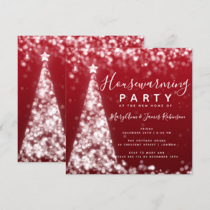 Silver & Red Housewarming Party Christmas Holidays Invitation
