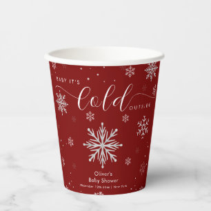 Silver Red Magical Winter Snowflake Baby Shower  Paper Cups