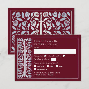 Silver Red Medieval Sword Wedding RSVP Card