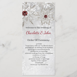 silver red snowflakes winter wedding programs programme