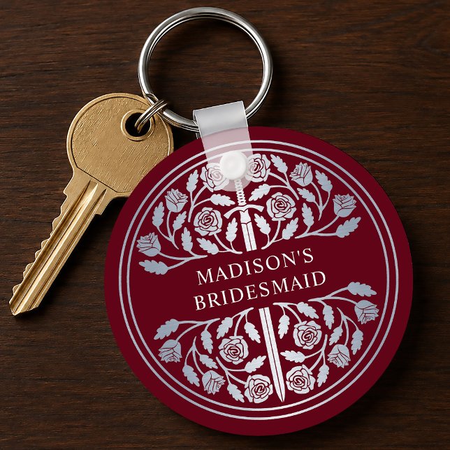 Silver Red Sword Bridesmaid Royal Wedding Gift Key Ring (Creator Uploaded)