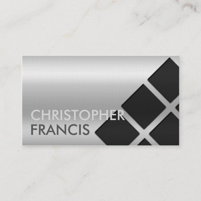 Silver reflective gradient card with squares (Front)