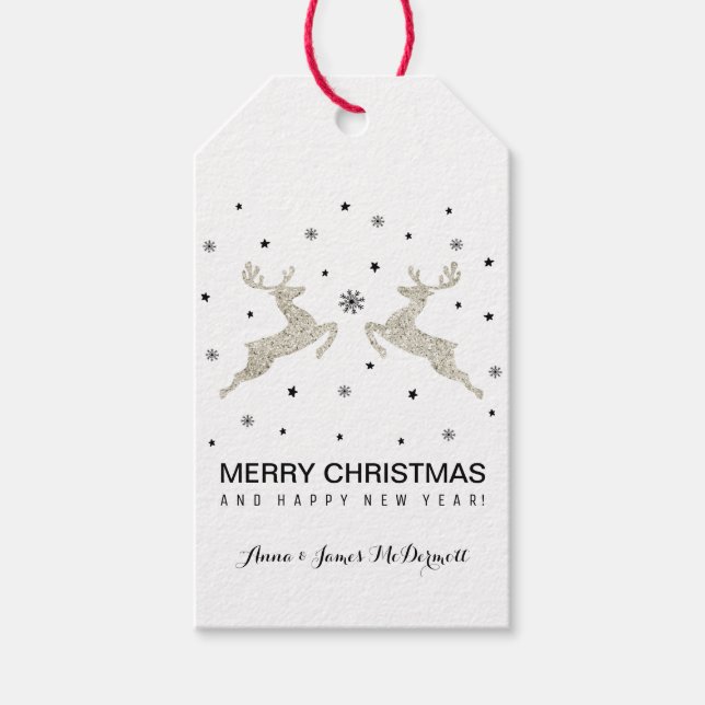 Silver Reindeers Gift Tags (Front)