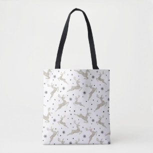 Silver Reindeers Tote Bag