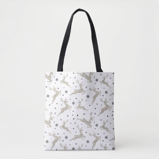 Silver Reindeers Tote Bag (Front)