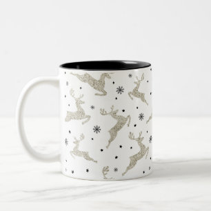 Silver Reindeers Two-Tone Coffee Mug