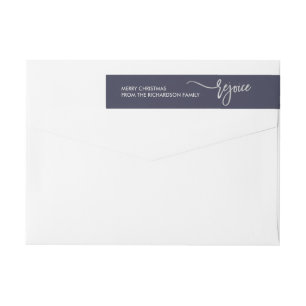 Silver Rejoice on Midnight Blue for Christmas Wrap Around Label
