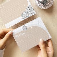 Silver Retro Disco Bridal Shower RECIPE CARD
