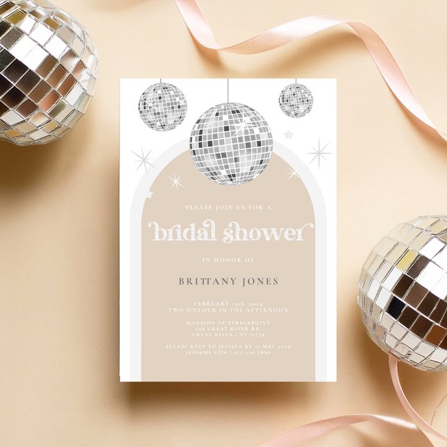 Silver Retro Disco Glitter arch Bridal Shower  Invitation (Creator Uploaded)