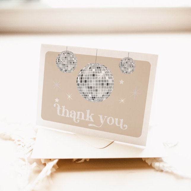 Silver Retro Disco Groovy Bridal Shower  Thank You Card (Thank you card)