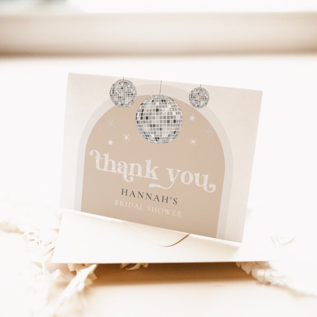 Silver Retro Disco Groovy Bridal Shower  Thank You Card (Thank you card )