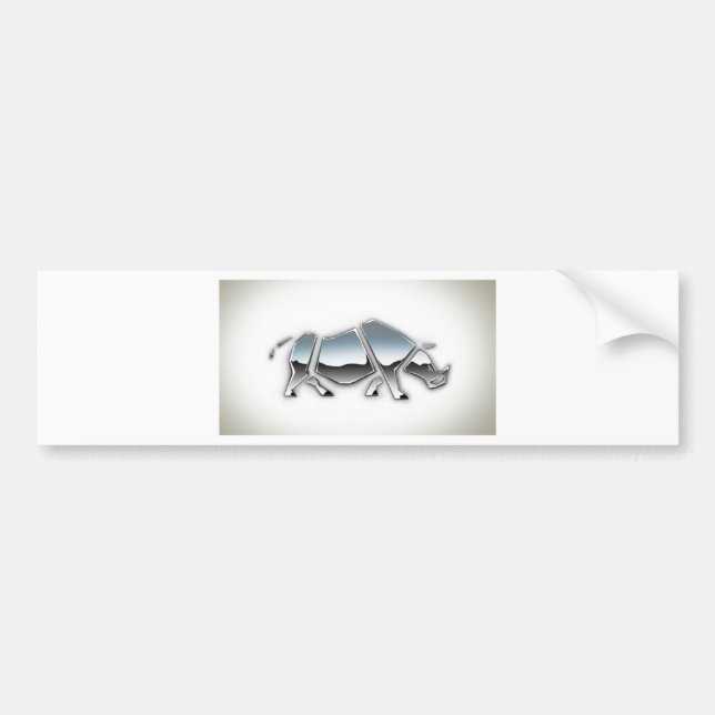 SILVER RHINO BUMPER STICKER (Front)