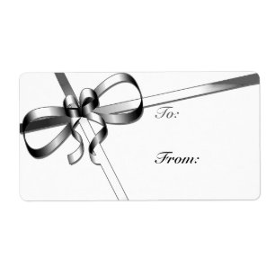 Silver Ribbon Christmas Gift Labels