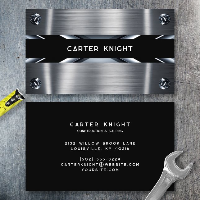 Silver Riveted Industrial Business Card (Creator Uploaded)