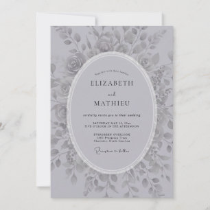 Silver Romantic Floral Wedding Invitation