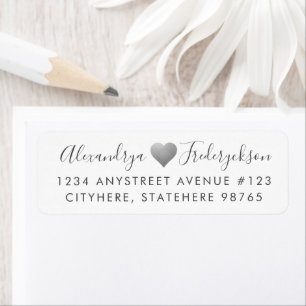Silver Romantic Heart Return Address