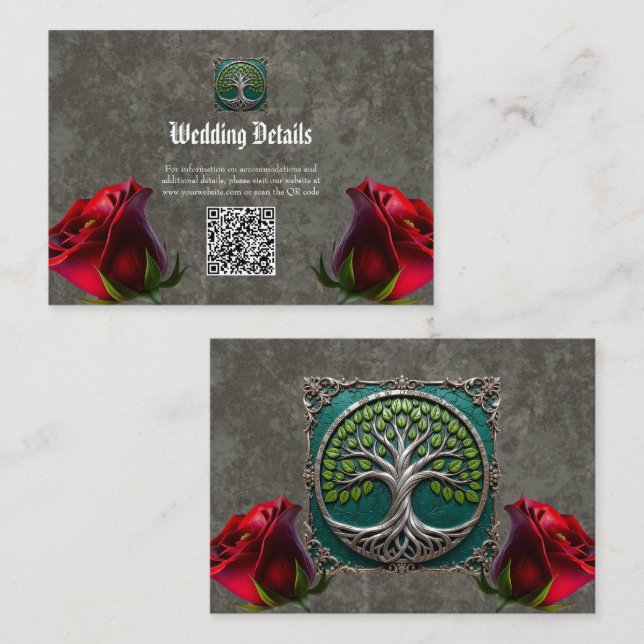 Silver Roots of Eternity – Tree of Life.   Enclosure Card (Front/Back)