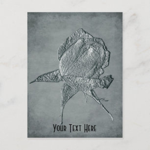 Silver Rose Floral Customisable Postcard