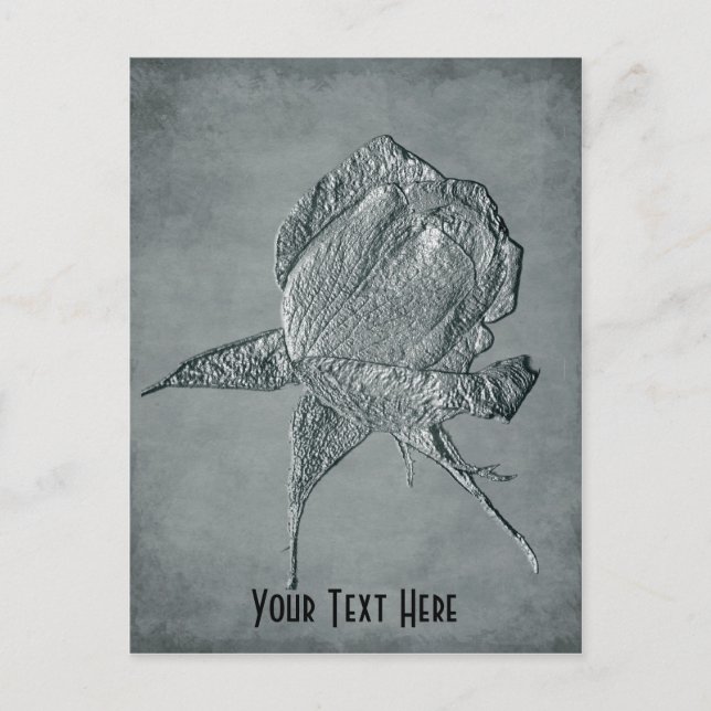 Silver Rose Floral Customisable Postcard (Front)