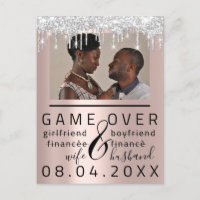 Silver Rose Funny Save The Date Couple Photo