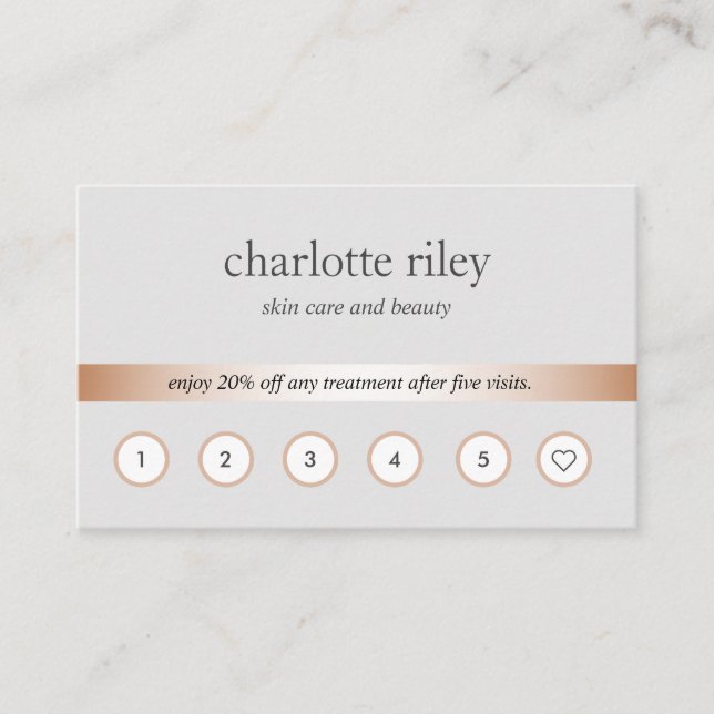 Silver | Rose Gold 6 Punch Customer Loyalty Card (Front)