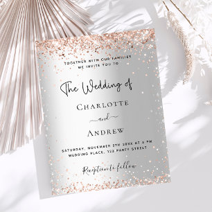 Silver rose gold elegant wedding invitation