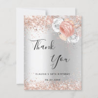 Silver rose gold florals birthday