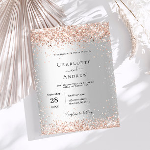 Silver rose gold formal budget wedding invitation