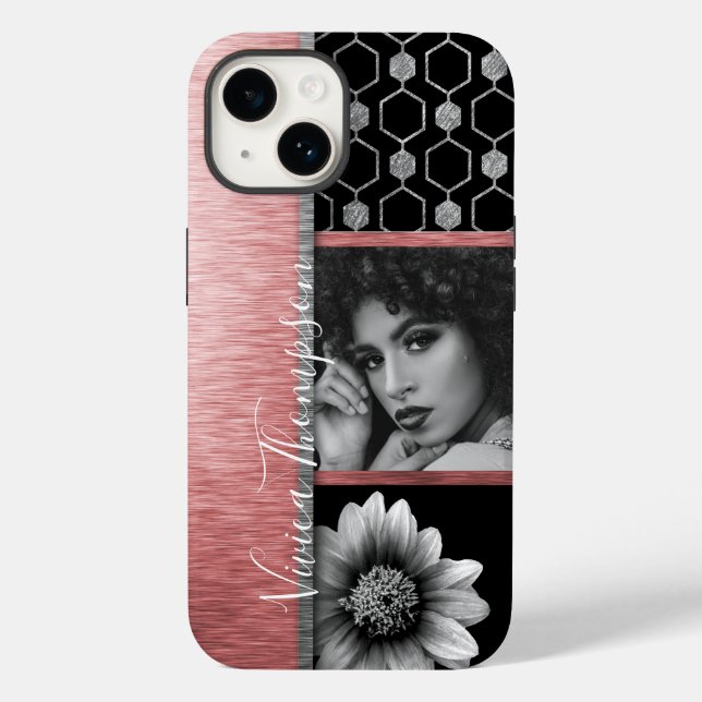 Silver & Rose Gold Photo Collage - Customise It Case-Mate iPhone Case (Back)