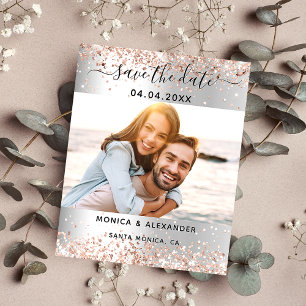 Silver rose gold photo wedding Save the Date
