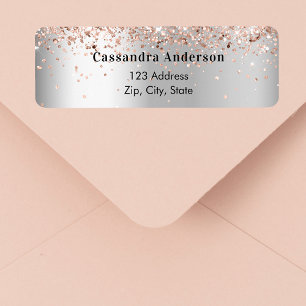 Silver rose gold return address label